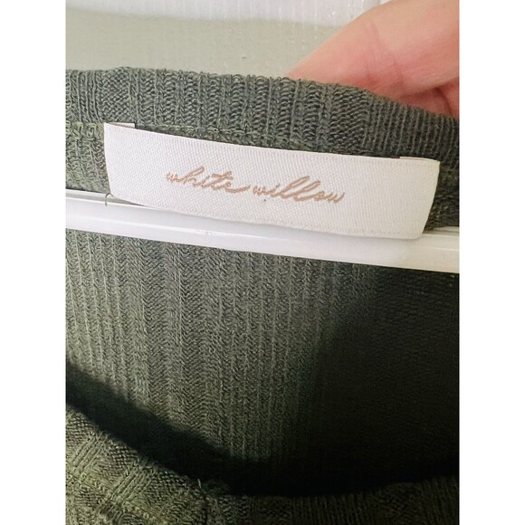 White Willow Women's Long Sleeve Ribbed Drawstring Hem Top Green XS Retail $78 - Picture 5 of 8